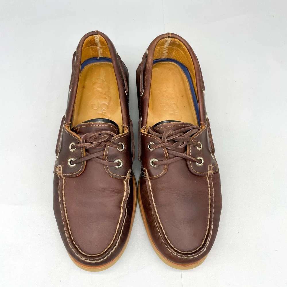 Sperry Mens 8 Gold Cup Authentic Original Boat Shoes Brown Leather Preppy Casual